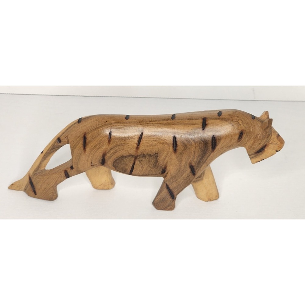 Vintage Hand carved CAT  Safari Local Tribe Made Local Wood Made in Kenya